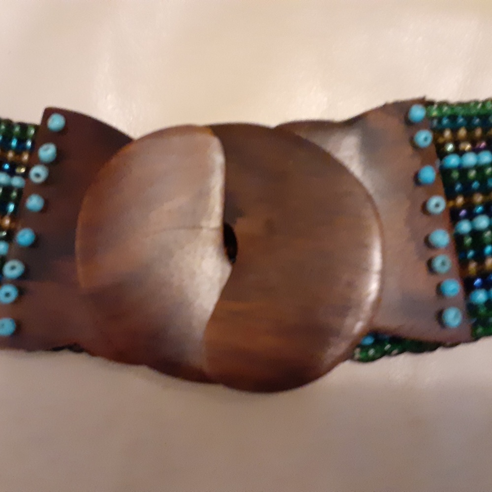 Beaded Belt with Tag For Waist or Hips Medium/ Large Earthy Colors - Picture 2 of 4